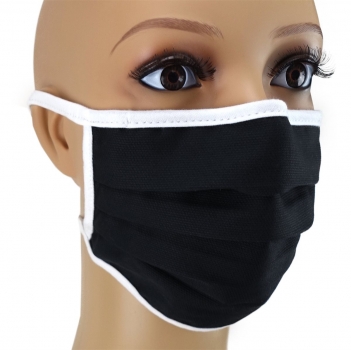 TigerTie Gesichtsmaske mit Nasenbügel in schwarz einfarbig mit Schnürbändchen