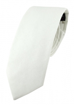 TigerTie Krawatte in weiss Unicolor einfarbig - Breite 7,5 cm - 100% Baumwolle