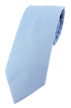 TigerTie Krawatte hellblau Unicolor einfarbig - Breite 7,5 cm - 100% Baumwolle