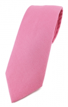 TigerTie Krawatte rosa pink Unicolor einfarbig - Breite 7,5 cm - 100% Baumwolle