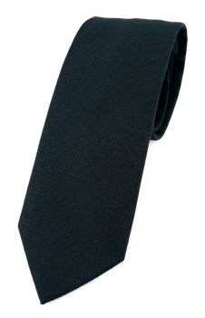 TigerTie Krawatte schwarz Unicolor einfarbig - Breite 7,5 cm - 100% Baumwolle