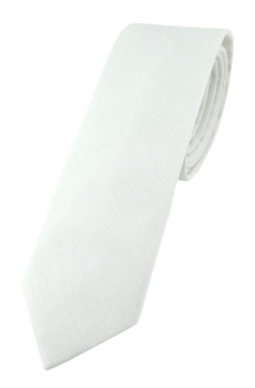 TigerTie - schmale Krawatte in weiss einfarbig - Breite 5,5 cm - 100% Baumwolle