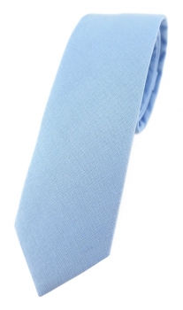 TigerTie - schmale Krawatte hellblau einfarbig - Breite 5,5 cm - 100% Baumwolle