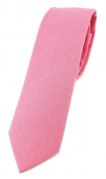 TigerTie - schmale Krawatte rosa pink unicolor - Breite 5,5 cm - 100% Baumwolle