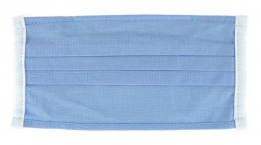 TigerTie - waschbare Gesichtsmaske mit Nasenbügel in hellblau Uni mit Gummiband