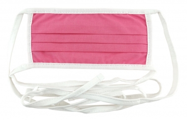 TigerTie - waschbare Gesichtsmaske mit Nasenbügel rosa pink mit Schnürbändchen