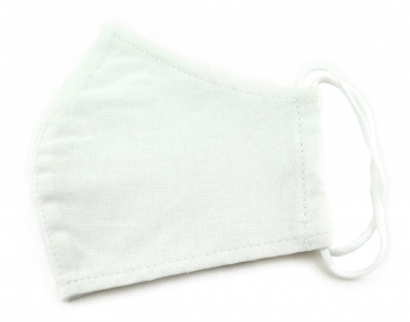 TigerTie - waschbare Runde-Gesichtsmaske weiss Uni mit Gummiband und Nasenbügel