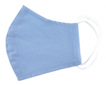 TigerTie - waschbare Runde-Gesichtsmaske hellblau Uni mit Gummiband - Nasenbügel