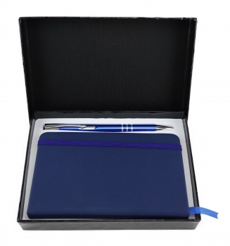 TigerTie - Schreibset blau - Druck-Kugelschreiber, Notizbuch in Geschenkbox