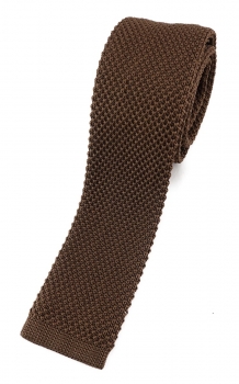 hochwertige TigerTie Strickkrawatte braun mittelbraun  einfarbig Uni - Krawatte