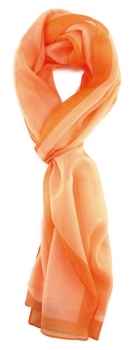 TigerTie Damen Chiffon Halstuch lachs orange mit Bordüre - Größe 160 cm x 36 cm