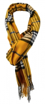 TigerTie Designer Schal in narzissengelb weiss blau grau beige schwarz kariert