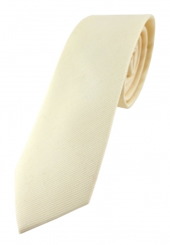 schmale TigerTie Krawatte gelbbeige Uni - 100% Baumwolle - Krawattenbreite 6 cm