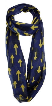 TigerTie Chiffon Loop Schal blau marine mit gelben Pfeile gemustert - Jakobsweg