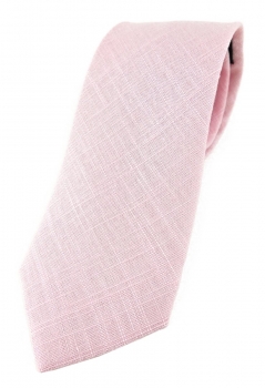 TigerTie Krawatte in rosa Uni - 100% Leinen - Krawattenbreite 7,5 cm