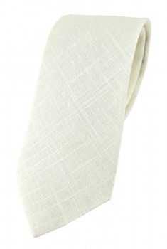 TigerTie Krawatte in cremeweiss Uni - 100% Leinen - Krawattenbreite 7,5 cm