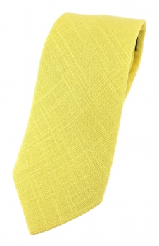 TigerTie Krawatte in zitronengelb Uni - 100% Leinen - Krawattenbreite 7,5 cm
