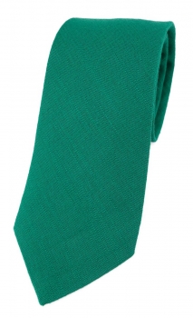 TigerTie Krawatte in petrol Uni - 100% Leinen - Krawattenbreite 7,5 cm