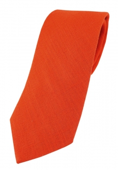 TigerTie Krawatte in blutorange Uni - 100% Leinen - Krawattenbreite 7,5 cm