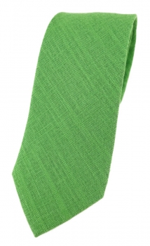 TigerTie Krawatte in grasgrün Uni - 100% Leinen - Krawattenbreite 7,5 cm