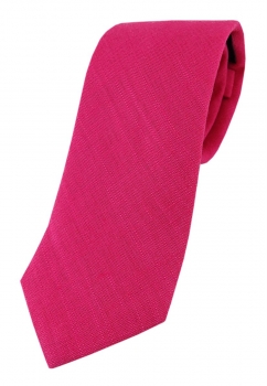 TigerTie Krawatte in magenta Uni - 100% Leinen - Krawattenbreite 7,5 cm