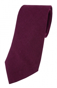 TigerTie Krawatte in pflaume Uni - 100% Leinen - Krawattenbreite 7,5 cm