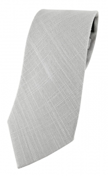 TigerTie Krawatte in grau Uni - 100% Leinen - Krawattenbreite 7,5 cm