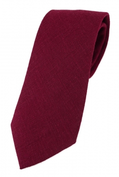 TigerTie Krawatte in bordeaux Uni - 100% Leinen - Krawattenbreite 7,5 cm