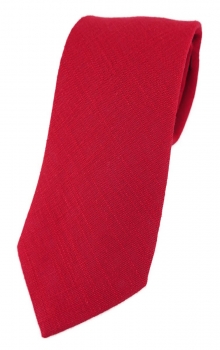 TigerTie Krawatte in rot Uni - 100% Leinen - Krawattenbreite 7,5 cm