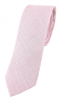 TigerTie - schmale Krawatte in rosa Uni - 100% Leinen - Breite 5,5 cm