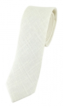 TigerTie - schmale Krawatte in cremeweiss Uni - 100% Leinen - Breite 5,5 cm
