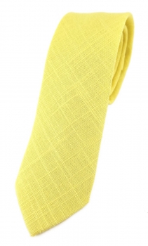 TigerTie - schmale Krawatte in zitronengelb Uni - 100% Leinen - Breite 5,5 cm