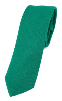 TigerTie - schmale Krawatte in petrol Uni - 100% Leinen - Breite 5,5 cm