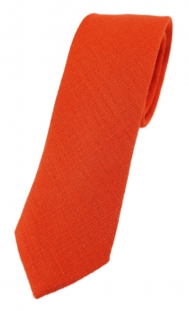 TigerTie - schmale Krawatte in blutorange Uni - 100% Leinen - Breite 5,5 cm