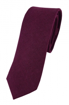 TigerTie - schmale Krawatte in pflaume Uni - 100% Leinen - Breite 5,5 cm