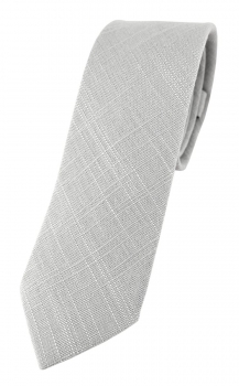 TigerTie - schmale Krawatte in grau Uni - 100% Leinen - Breite 5,5 cm