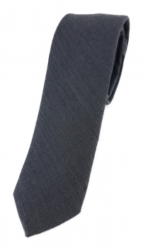 TigerTie - schmale Krawatte in anthrazit Uni - 100% Leinen - Breite 5,5 cm