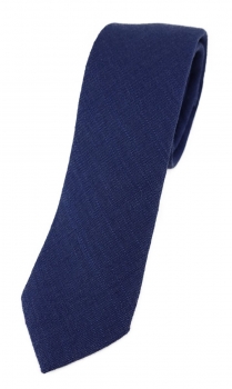 TigerTie - schmale Krawatte in marine Uni - 100% Leinen - Breite 5,5 cm