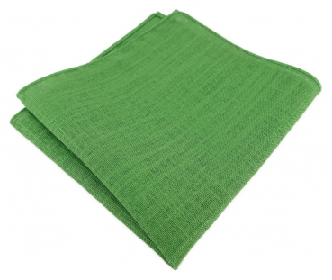 TigerTie Leinen Einstecktuch in grasgrün einfarbig Uni - Größe 26 x 26 cm