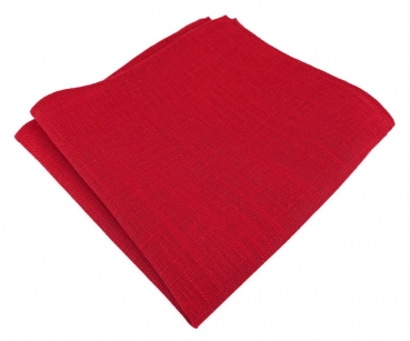 TigerTie Leinen Einstecktuch in rot einfarbig Uni - Größe 26 x 26 cm