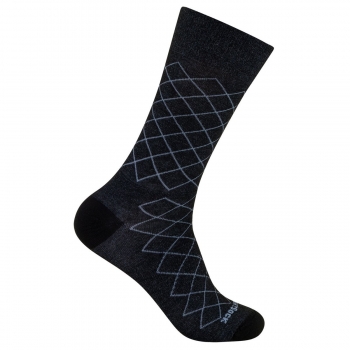 Wrightsock Business-Socke Laufsocke schwarz grau Rautenmuster, wadenhoch, Gr.L