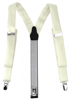 schmaler TigerTie Unisex Hosenträger mit 3 extra starken Clips - in beige Uni
