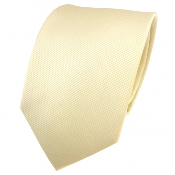 TigerTie Designer Krawatte elfenbein champagner hellbeige Uni Rips - Binder Tie
