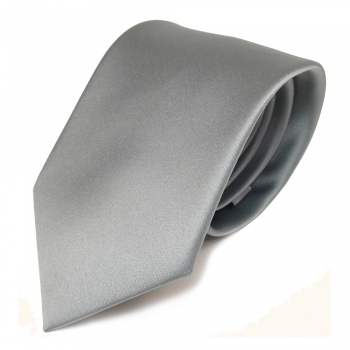 TigerTie Designer Satin Krawatte grau hellgrau silber uni 100 % Polyester