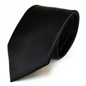 Designer Satin Krawatte schwarz uni 100 % Polyester