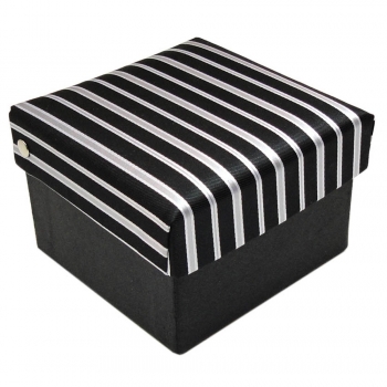 Krawattenbox schwarz silber gestreift - Geschenkbox passend für Tuch + Krawatte