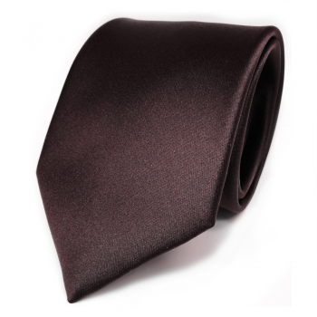 TigerTie Designer Satin Krawatte braun dunkelbraun uni 100 % Polyester