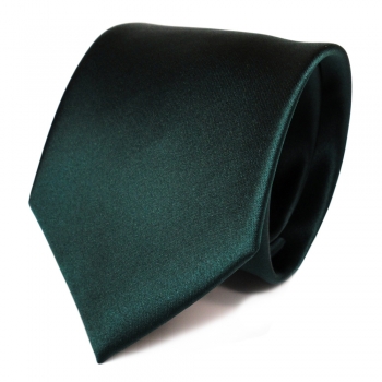 TigerTie Designer Satin Krawatte grün dunkelgrün tannengrün uni 100 % Polyester