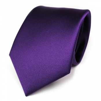 TigerTie Designer Satin Krawatte lila dunkellila violett uni 100 % Polyester