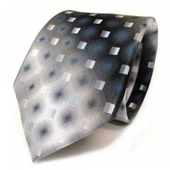 Designer Seidenkrawatte türkis blau anthrazit grau schwarz gemustert - Krawatte